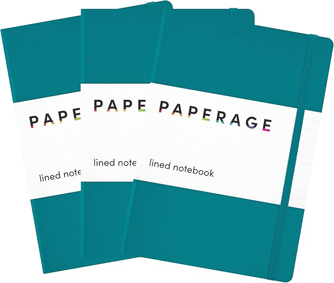 PAPERAGE Lined Journal Notebook, 3 Pack, 160 Pages, Medium 5.6 in x 8 in by PAPERAGE