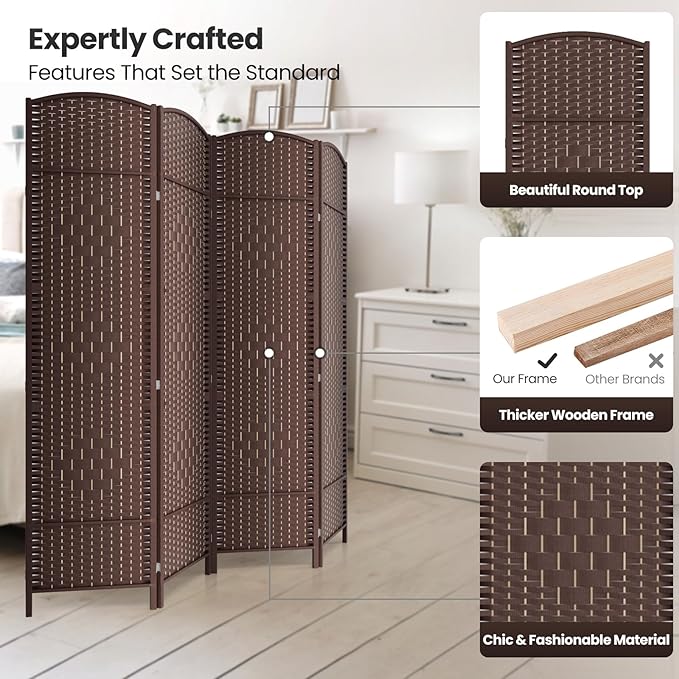 Cocosica 4 Panel Room Divider, 6Ft Folding Privacy Screen, Tall - Image 2