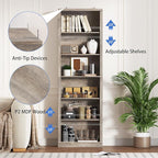 BORNOON 75" Tall Bookshelf, 6-Tier Floor Standing Bookcase - Image 5