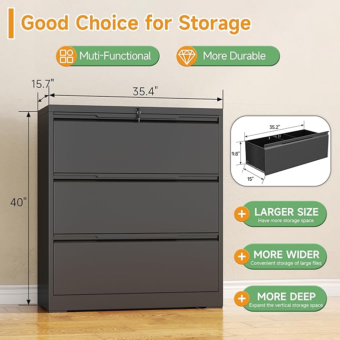 LONGLINK 3 Drawer Lateral File Cabinets - Image 3