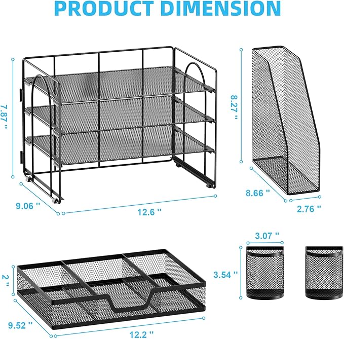 Marbrasse Desk Organizer and Accessories，4-Tier Paper Letter Tray Organizer - Image 4