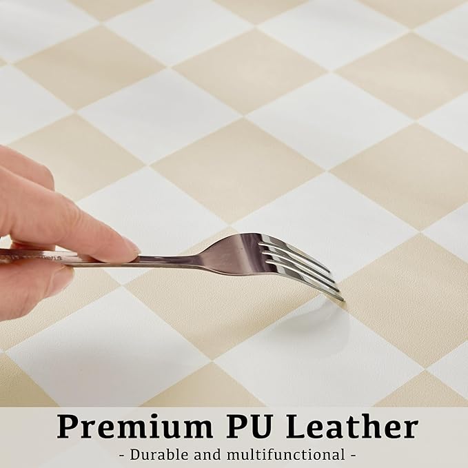 Ohocut Checkered Desk Mat, Large Cute Aesthetic Retro PU Leather Computer - Image 4