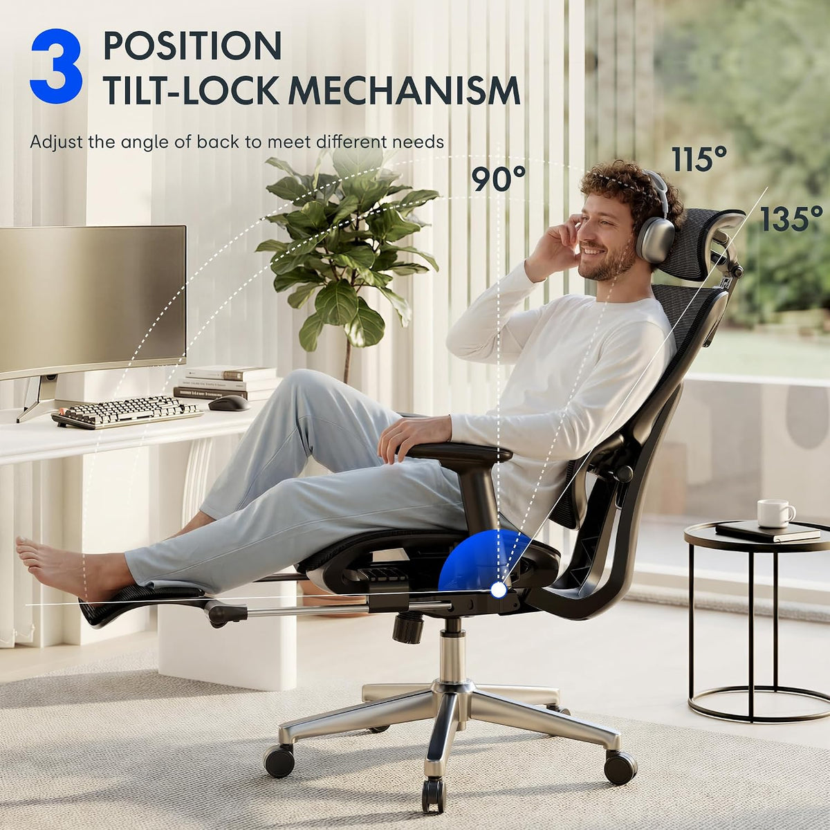 FLEXISPOT ErgoX Premium Ergonomic Office Chair Cream-FT