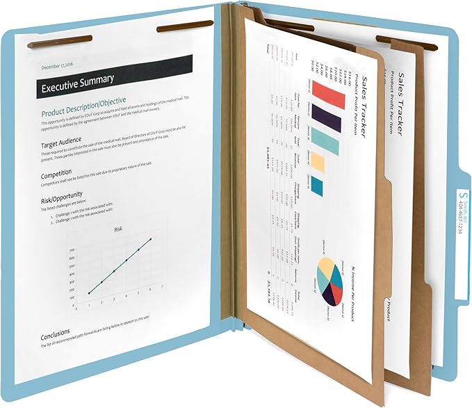 Blue Summit Supplies 30 Letter Size Light Blue Classification Folders, 2 - Image 4