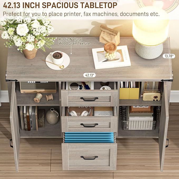 Vabches File Cabinet with 3 Drawers, Farmhouse Lateral File Cabinet Fits Files - Image 5