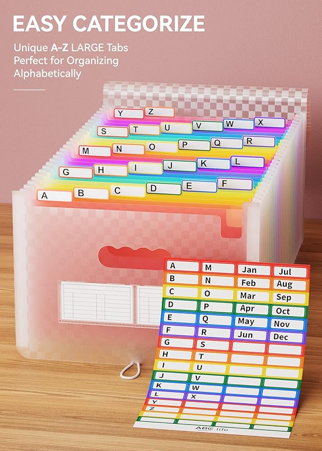 ABC life 26 Pockets Accordion File Organizer, Expanding File Folder, Portable - Image 4