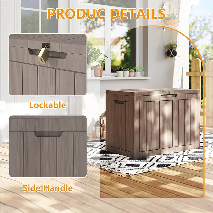 Yardgrace 200 Gallon Outdoor Storage Box Waterproof, Resin Deck Boxes - Image 3