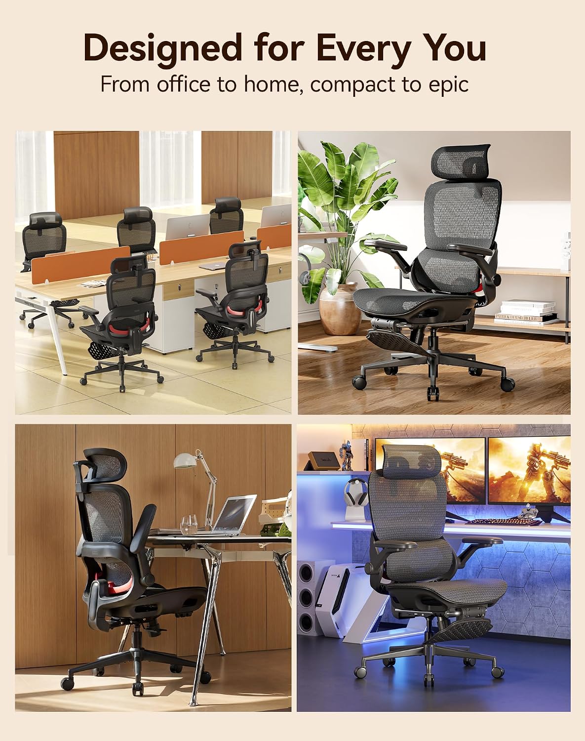SIHOO B100 PRO Ergonomic Mesh Office Chair with Footrest