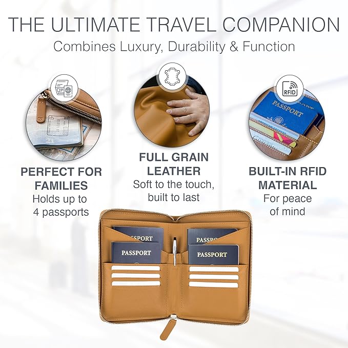 Full Grain Leather Family Passport Holder - Image 2