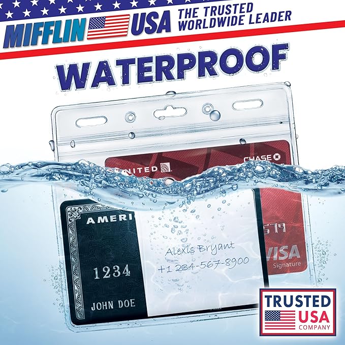 Mifflin-USA Horizontal ID Name Badge Holder, Waterproof and Resealable Plastic - Image 2