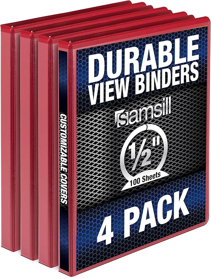 Samsill Durable .5 Inch Binder, Made in the USA, Round Ring Customizable Clear by Samsill