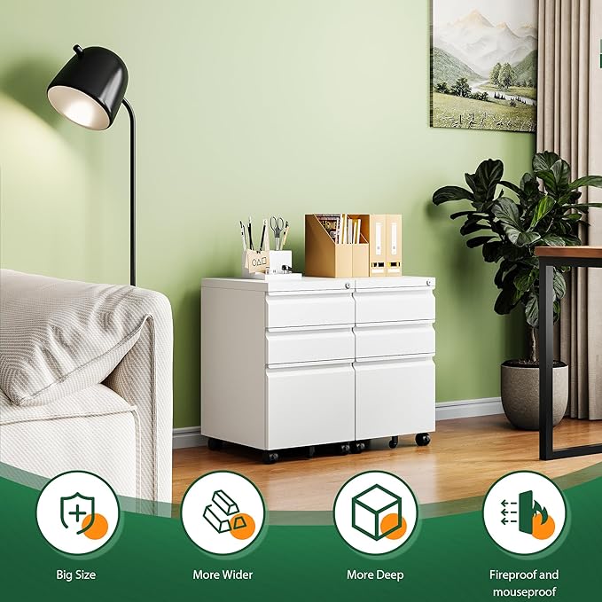 Letaya 3 Drawer Mobile File Cabinet - Image 5