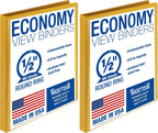 Samsill Economy 0.5 Inch 3 Ring Binder, Made in The USA, Round Ring Binder, Customizable Clear View Cover, Yellow (‎18515) (Pack of 2)