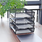 SETTFRFE 4 Tier Metal Mesh Desk Organizer-Stackable Letter Trays - Image 6