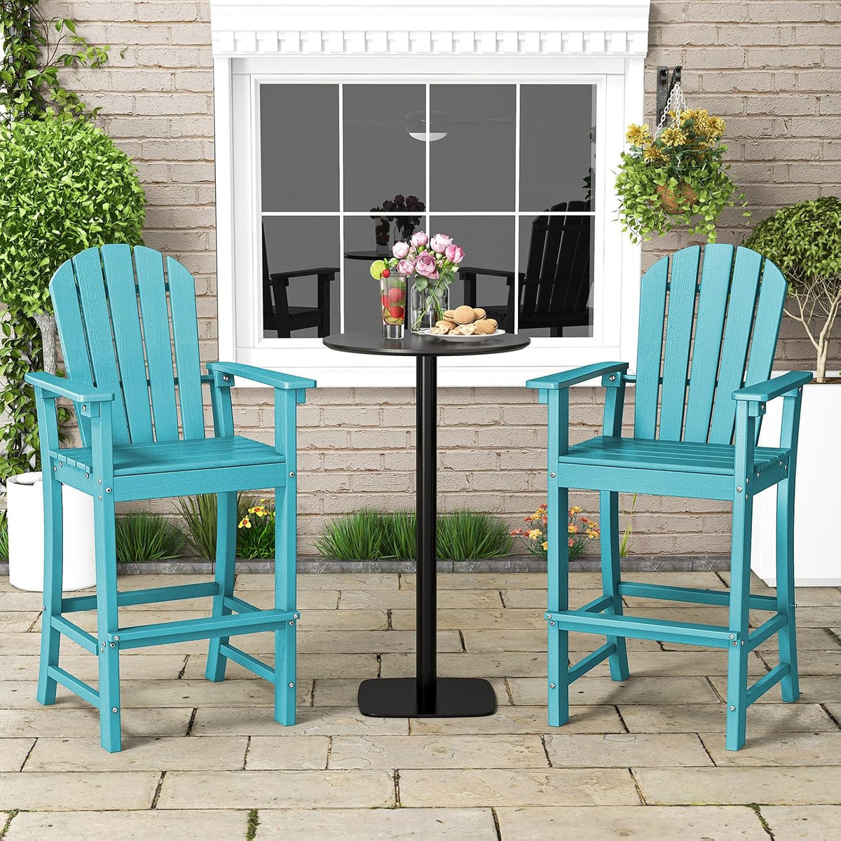 Tangkula Outdoor Tall Adirondack Chair 30 Inches Seat Height, HDPE Bar Height...