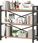Homeiju 3 Tier Bookshelf 31.49" Width, Wood and Metal Etagere Bookcase by Homeiju