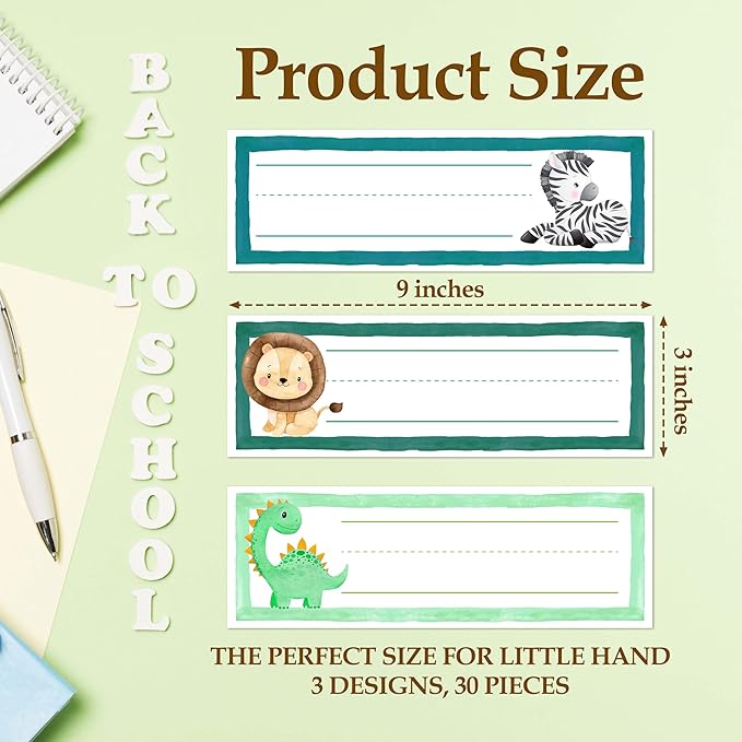 30 Name Tags for Classroom Cubbies, 3x9 in Woodland Animals Name Plates for - Image 2