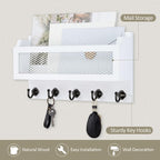 Nekon Mail and Key Holder for Wall Decorative, 11 Inch Wooden Wall Key Organizer - Image 3