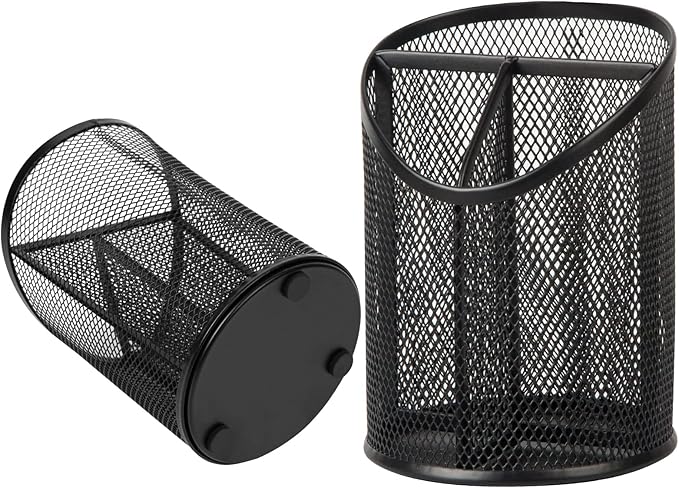 Delifox 2 Pack Pen Holder Mesh Round Pencil Holder Desktop Organizer 3 - Image 3