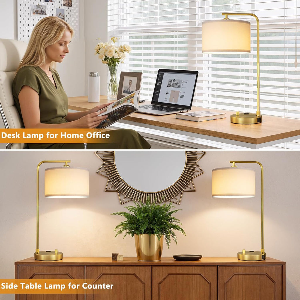 gold bedside lamps set of 2, fully dimmable, package contents