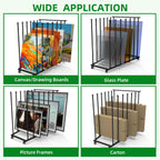 art storage rack, art canvas storage, canvas boards, close-up detail