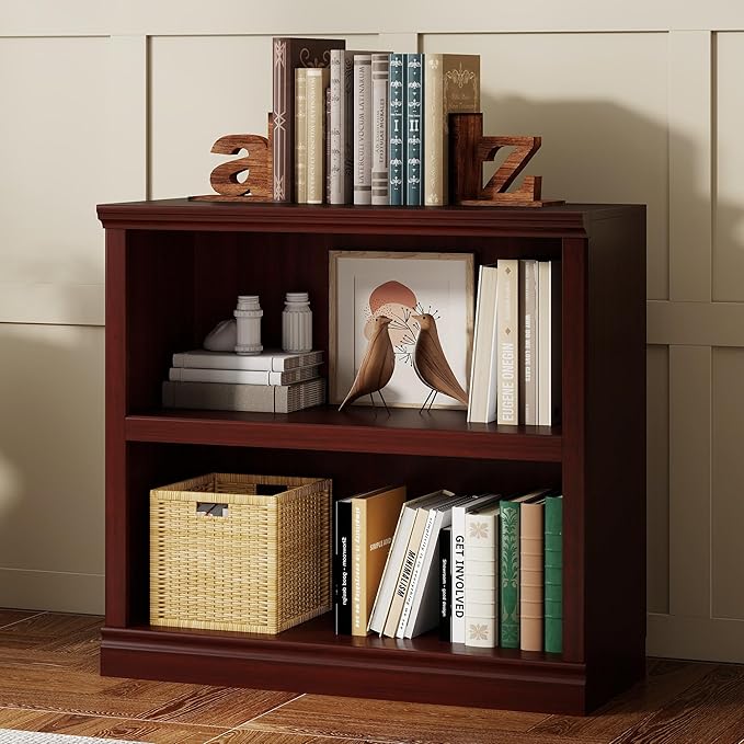 Bevfint 30" Bookcase, 2-Tier Display Shelves Open Storage Organizer, Book Case - Image 3