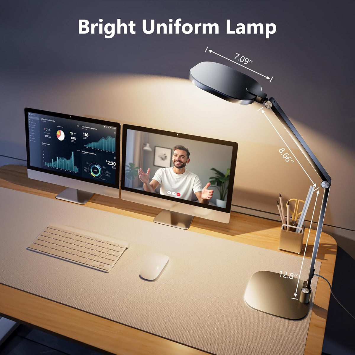 Desk Lamp for Home Office, 1200LM Computer Zoom Lighting with CRI 97.8