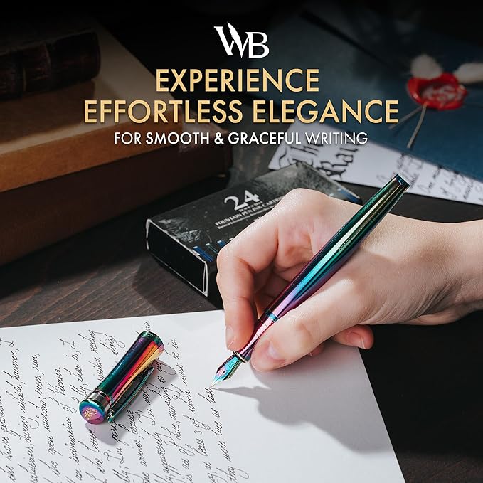 Wordsworth & Black Fountain Pen Set, 18K Gilded Medium Nib, Includes 24 Pack - Image 2