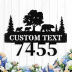 Custom Bear Metal House Number Sign Outside, Personalized Metal Address Signs by logo