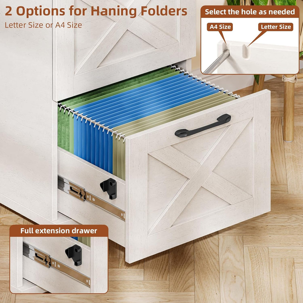 vabches vertical farmhouse locking rolling file cabinet, office showing dimensions