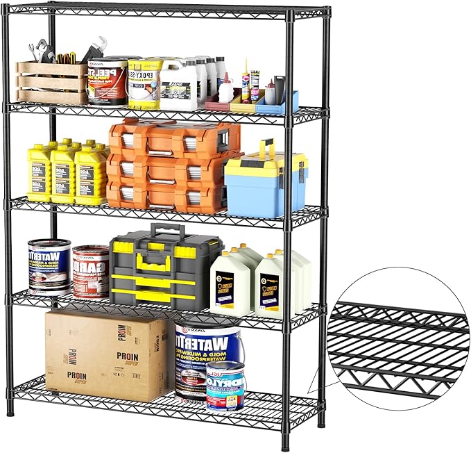 SINGAYE 5 Adjustable Heavy Duty Garage Shelving Wire Shelves Metal Standing - Image 5