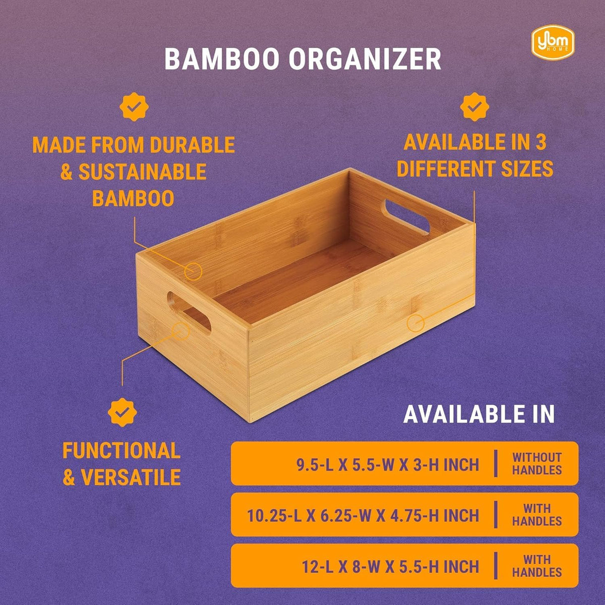 YBM Home Bamboo Storage Boxes with Handle, Organization Storage for Kitchen, ...