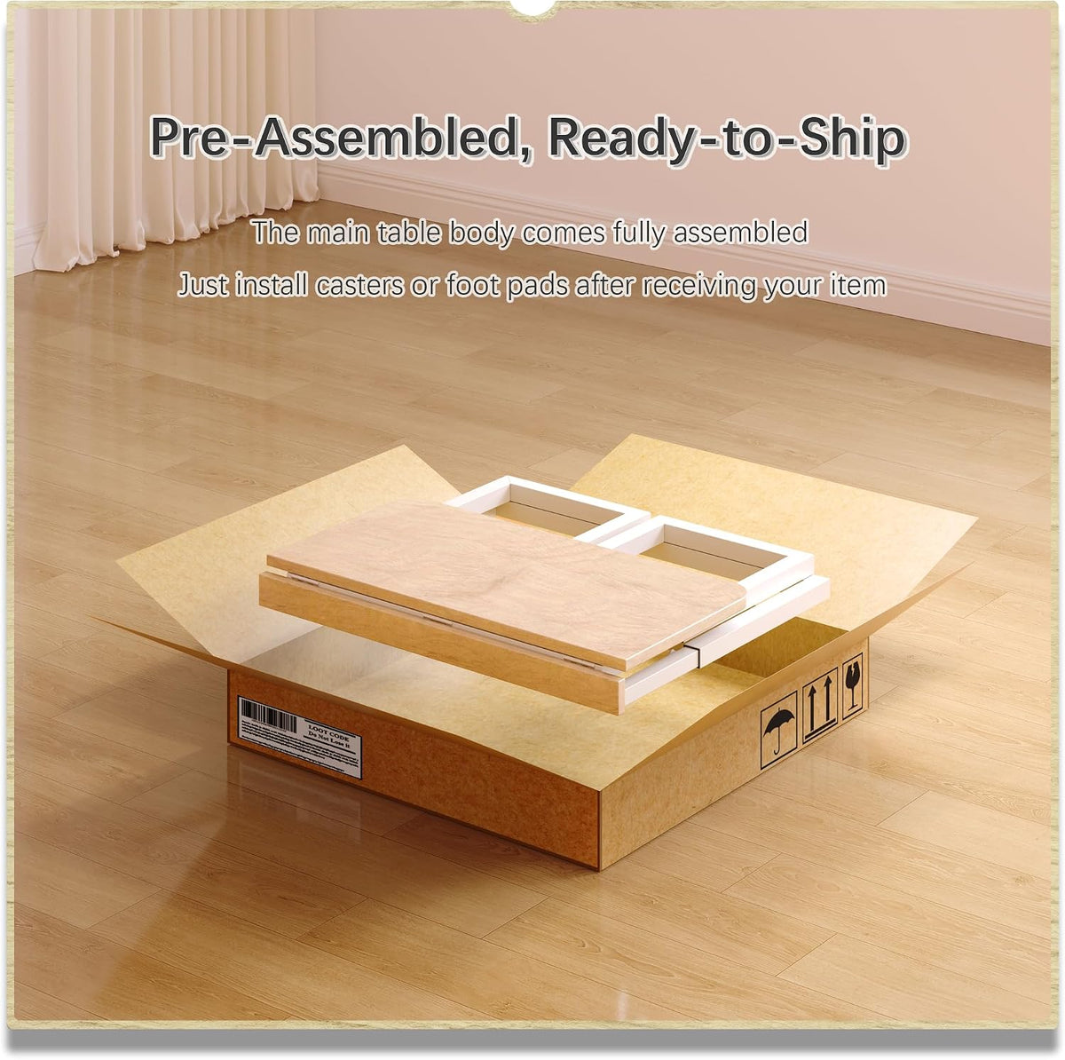 4NM No Tool Assembly 27.5" Small Desk, Folding Portable Desk with Wheels...