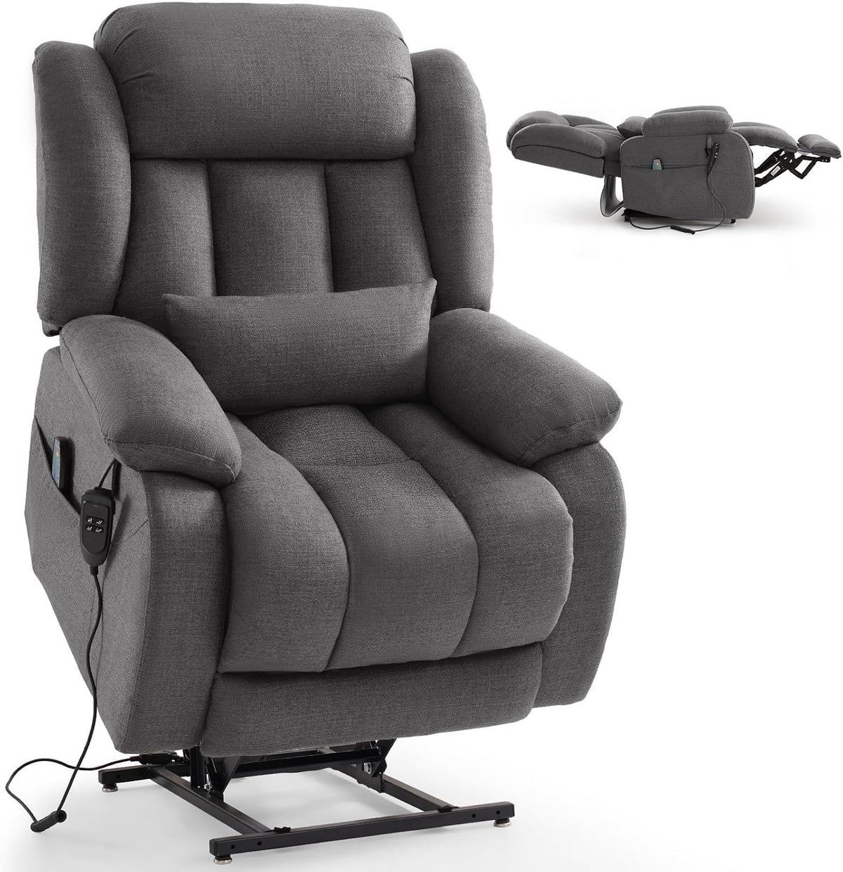 Dual Motor Infinite Position Power Lift Recliner Chair for Elderly, Grey