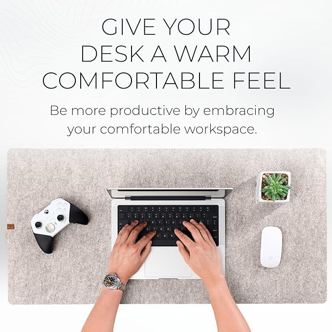Nordik Large Felt Desk Mat – Stone Oat Beige – 35 x 17 inch – Computer Desk Mat - Image 4