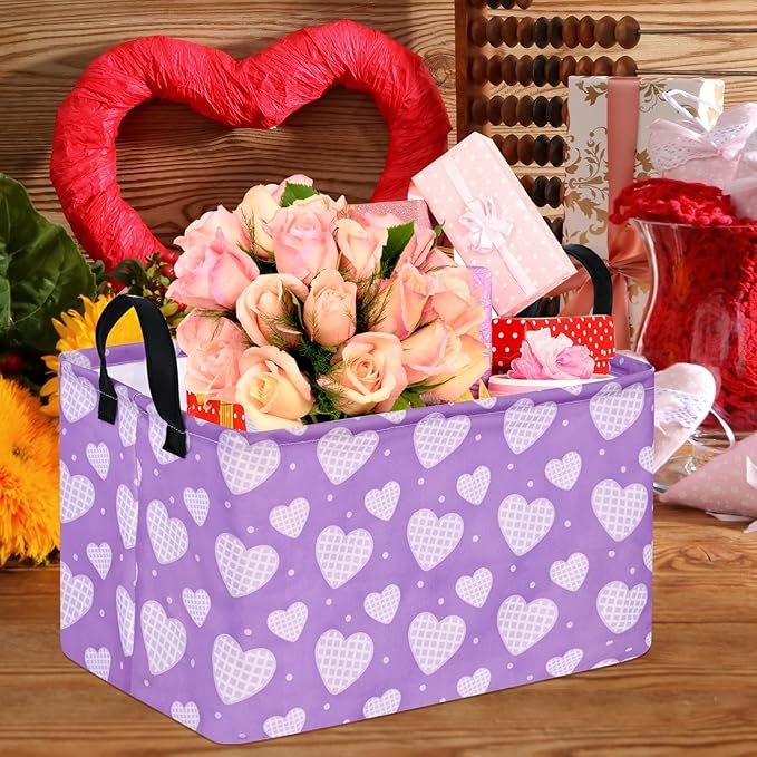 FUULOXE Rectangular Valentines Basket Storage Bin - Image 3