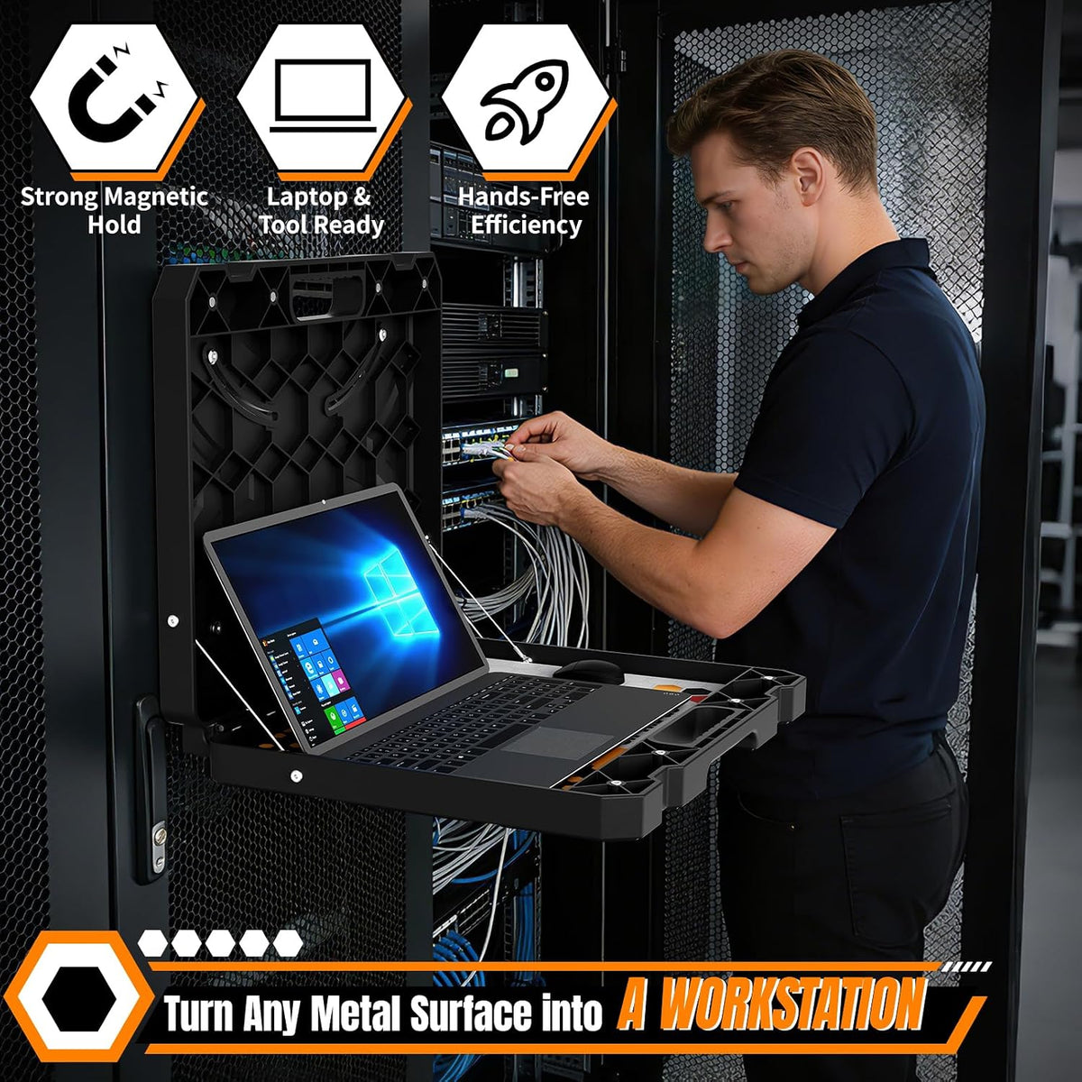 Portable Magnetic Workstation Case, Heavy-Duty Laptop Stand & Tool Organi...