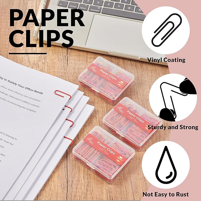 NEEWAY Colorful Paper Clips Assorted Sizes, Small and Large Paperclips - Image 4