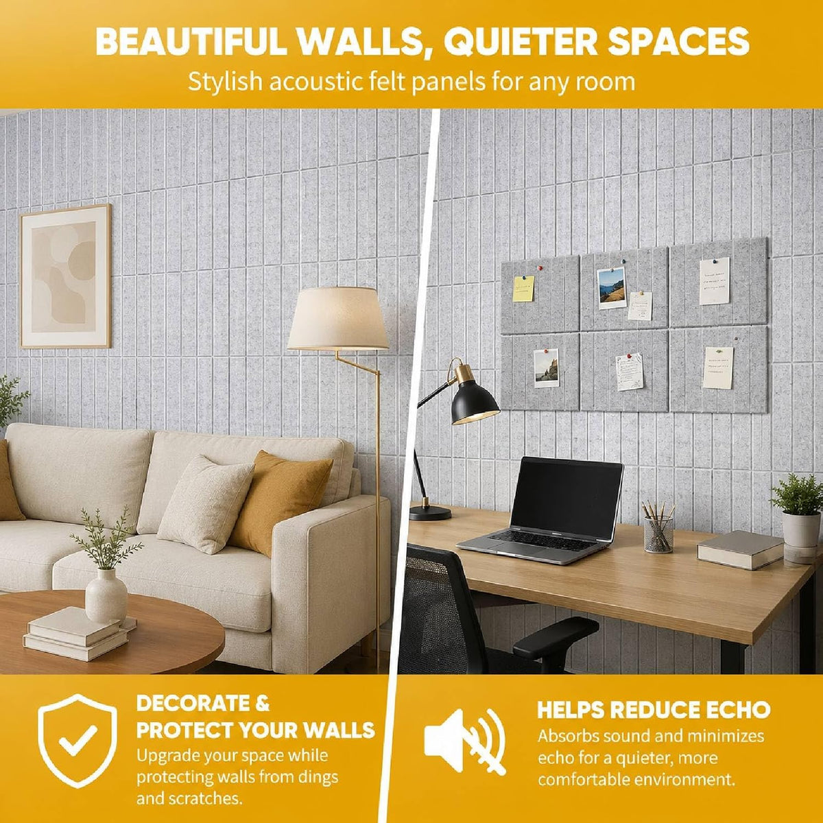 16 Pack Large Felt Bulletin Board & Cork Boards Alternative, 48"x48&...