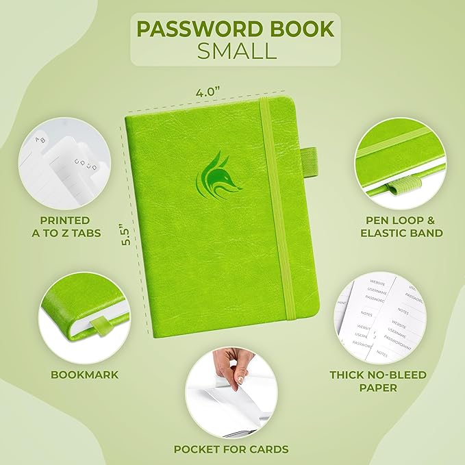 Clever Fox Password Book with alphabetical tabs. Internet Address Organizer - Image 2
