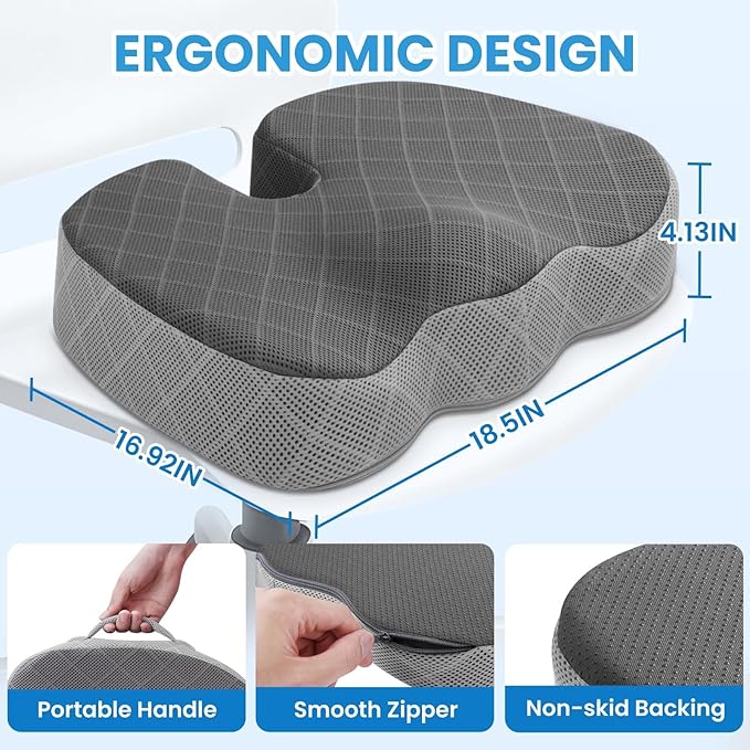 TushGuard Office/Car Seat Cushion, Non-Slip Sciatica & Back Coccyx Tailbone - Image 2