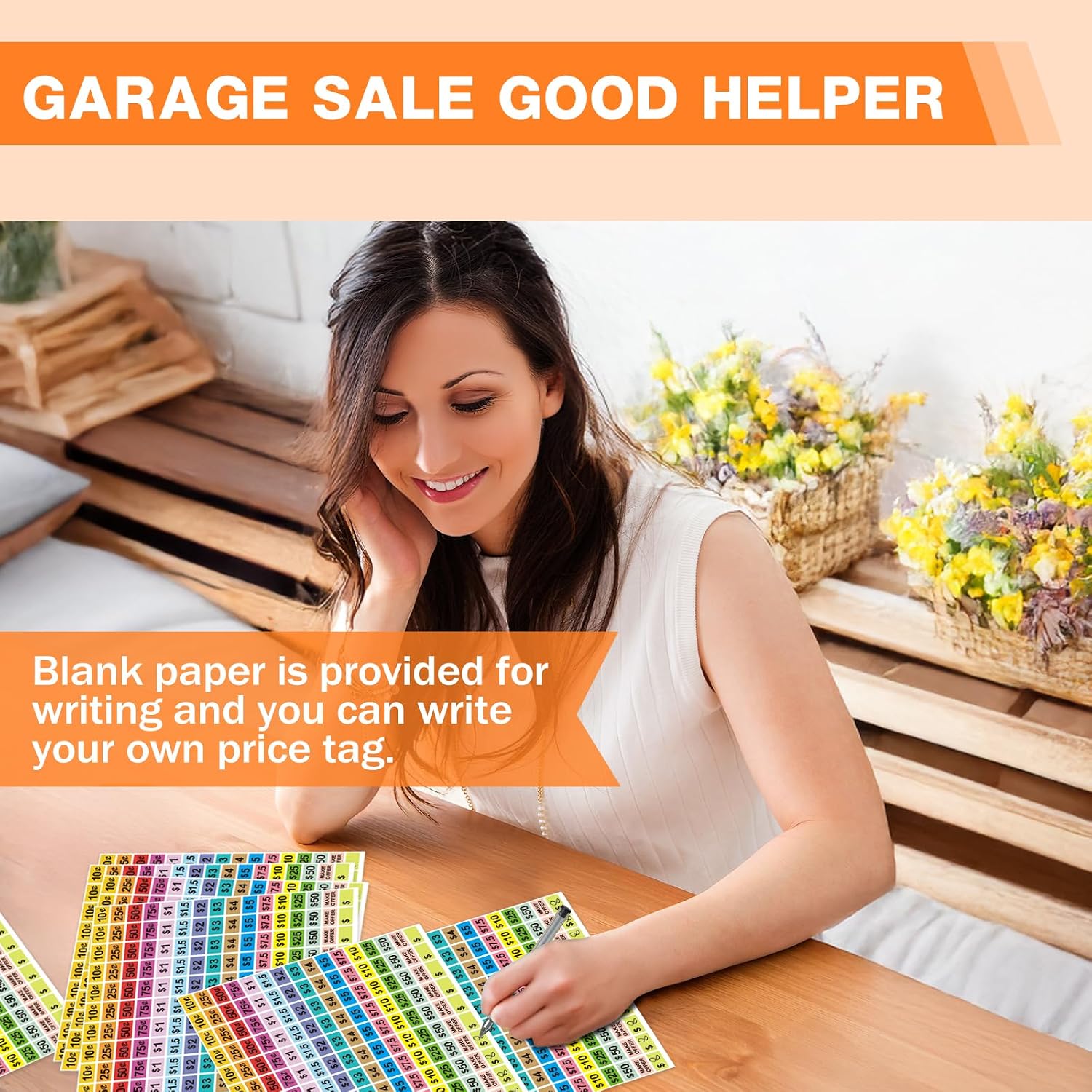 2400Pcs Garage Sale Stickers,1/2"×3/4" Yard Sales Price Stickers, Rectangle Preprinted Price Tag Labels Stickers for Flea Markets, Waterproof Pricing Labels for Retail Use