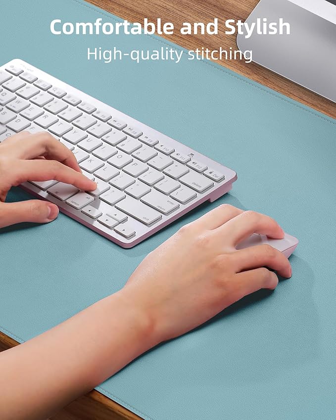 Leather Desk Pad Protector, Waterproof PU Blotter Mat, Mouse Pad, Desk Cover - Image 3