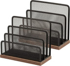 Wooden Desk Mail Organizer, Desktop File Organizer Metal Mesh by ASIFMTHOT