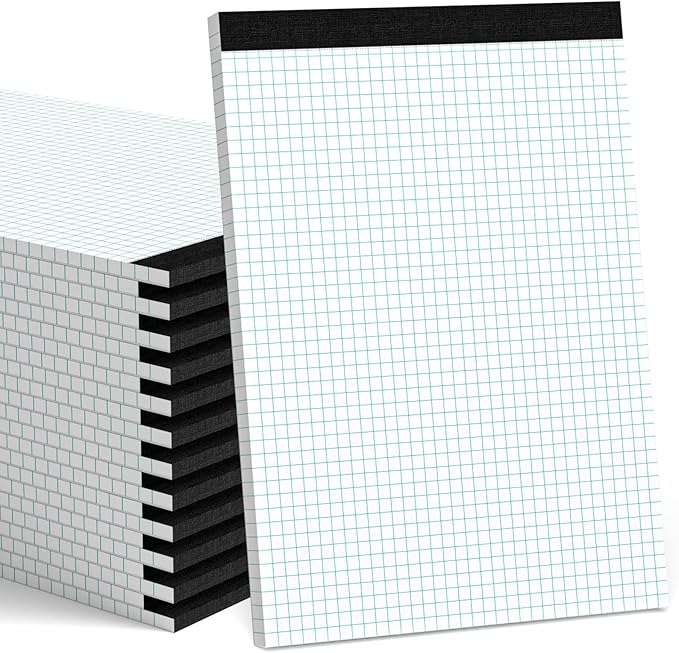 Zaviko Graph Paper Pad 8.5 x 11, 24 Pack, 4x4 Graph Ruled, Grid Paper Pad by Home