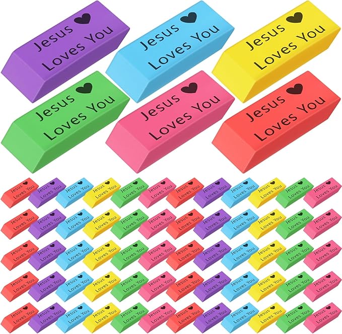 Yaomiao 180 Pcs Bulk Erasers for Kids Pencil Beveled Erasers Colorful Christian by Yaomiao
