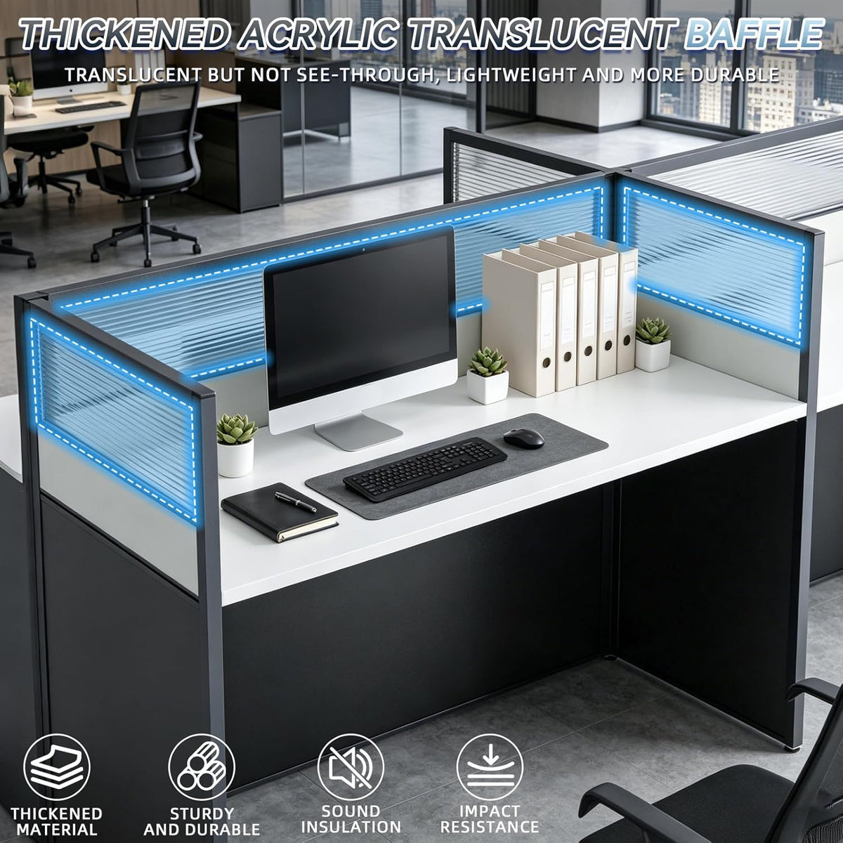Office Cubicle Desk, 2 People Computer Workstations 4s45 with Mute Privacy Pa...