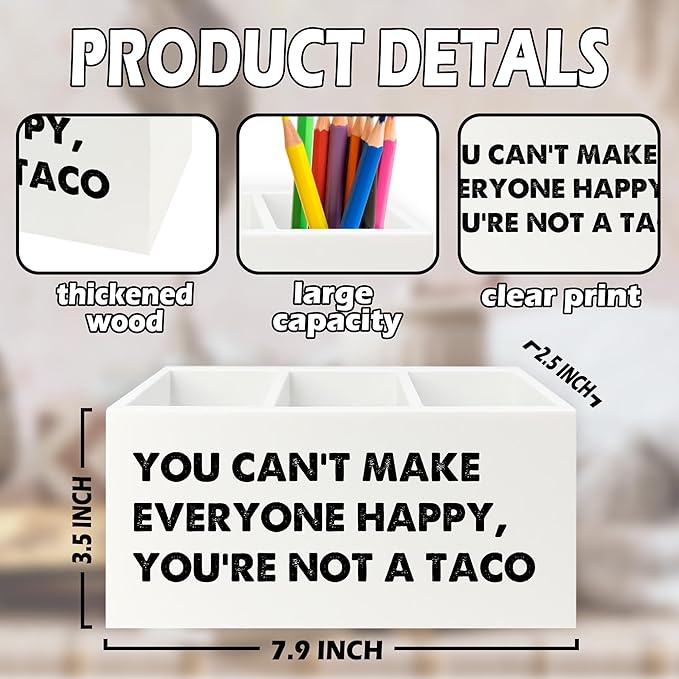 XPH Funny Taco Gifts Pen Pencil Holder Organizer - Image 7