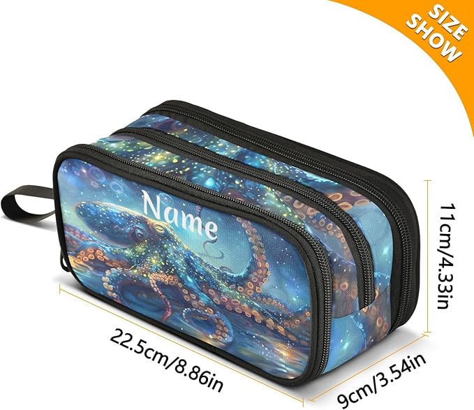 BOENLE Custom Octopus Galaxy Pencil Case Box Boys Girls Personalized Name Large - Image 4