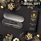 Nicpro Fountain Pen Set with Box, Classic Silver-Gold Fancy Pen with Converter - Image 7